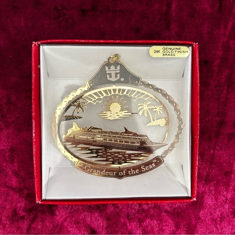 Royal Caribbean GRANDEUR OF THE SEAS 24K Gold Finished Brass Christmas Ornament